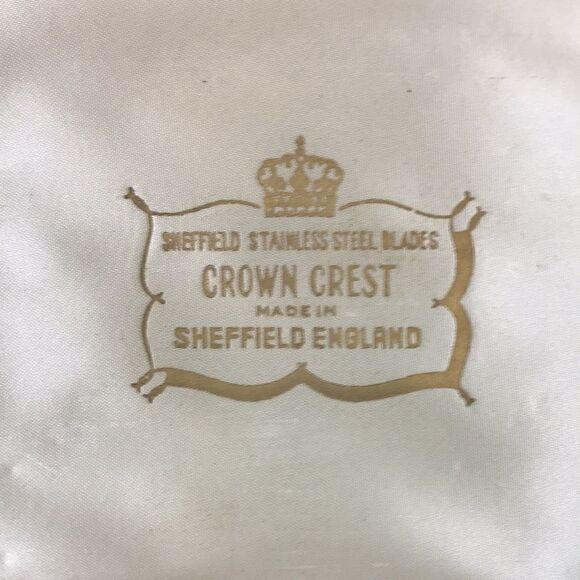 VTG SHEFFIELD Faux Antler Crown Crest 9 Piece Stainless Steel Blades+Case - Picture 2 of 8